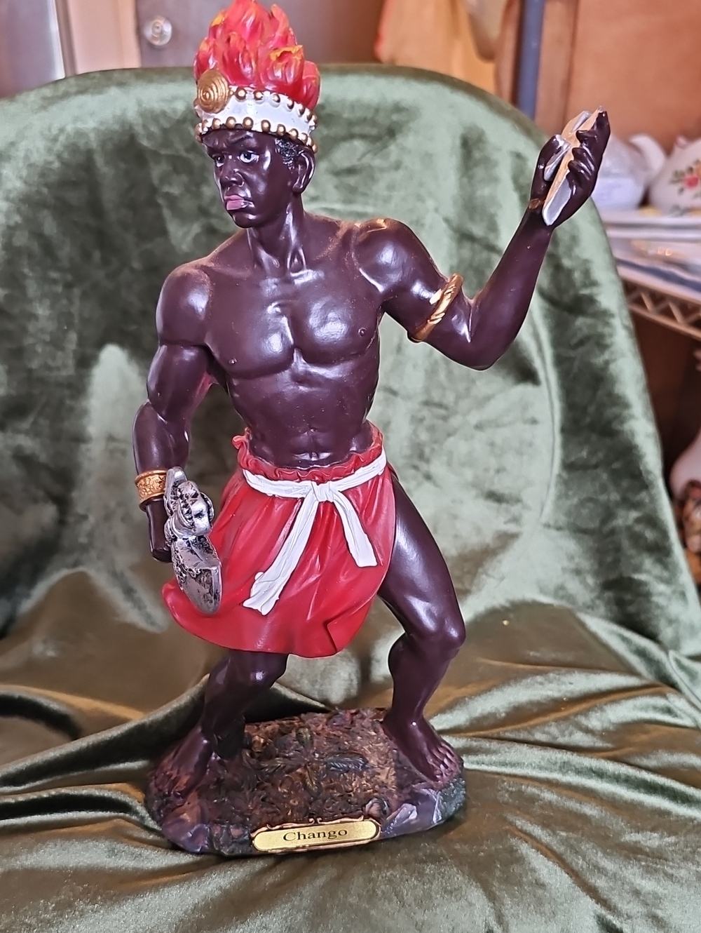Chango Decorative Figurine Statue - Red Accent